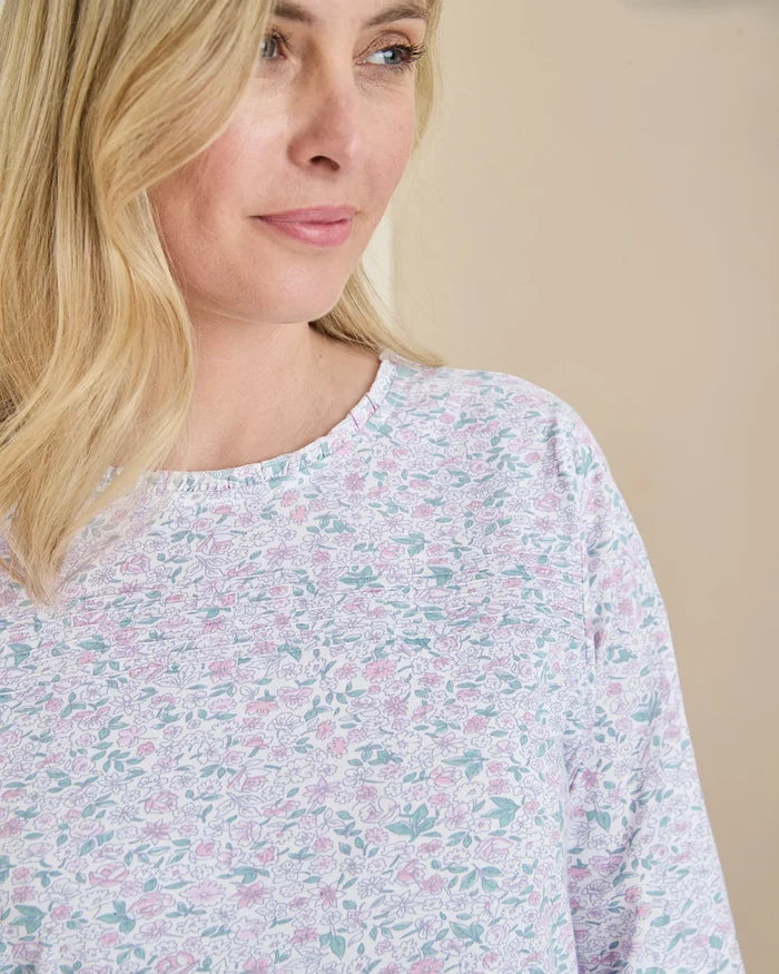 Adelina Floral Long Sleeve Pure Cotton Nightdress