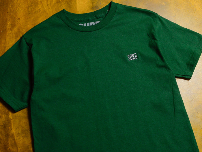 Crew Embroidered T-Shirt - Forest / White