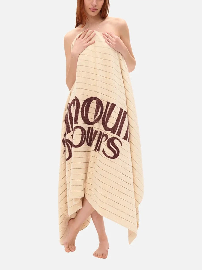 CARNE BOLLENTE French Kiss Towel - Beige / Yellow - Bath Towels PLAJ HAVLUSU