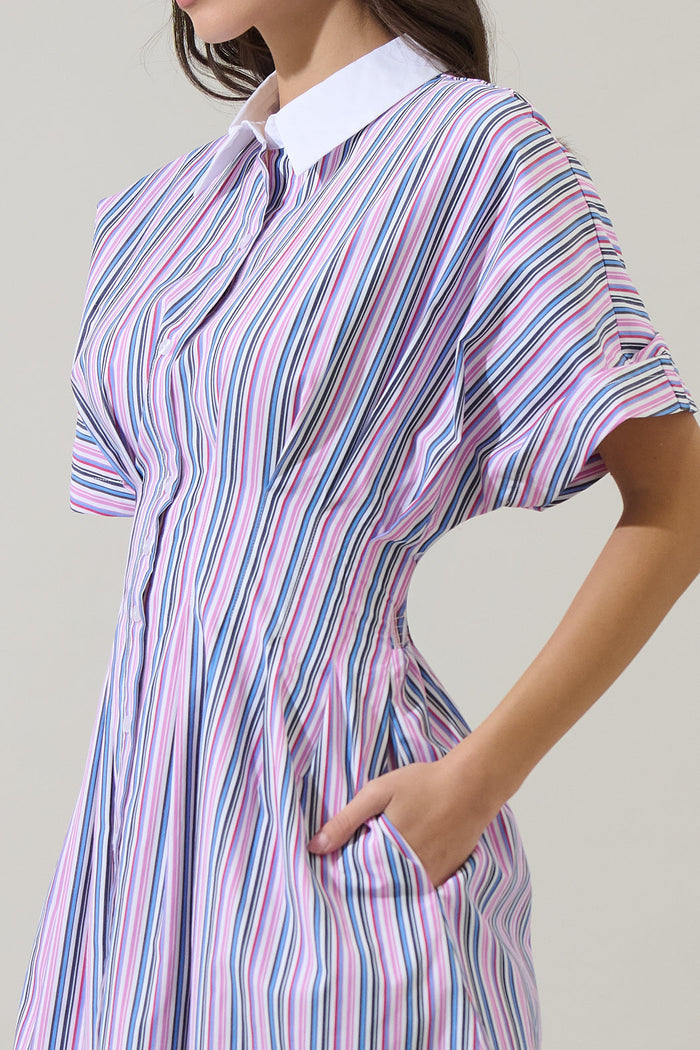 Jady Striped Kristy Collared Mini Dress