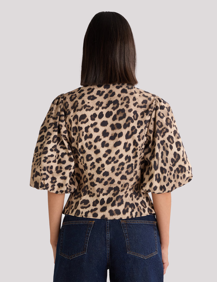 Leopard Print Twist Front Blouse
