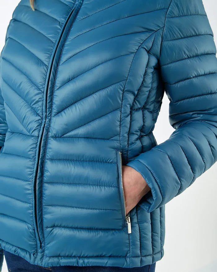 Lightly Padded Quilted Jacket - Denim Blue