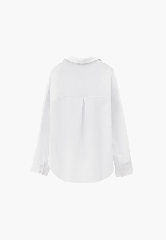 Long Sleeve Shirt With Button Details - WHITE