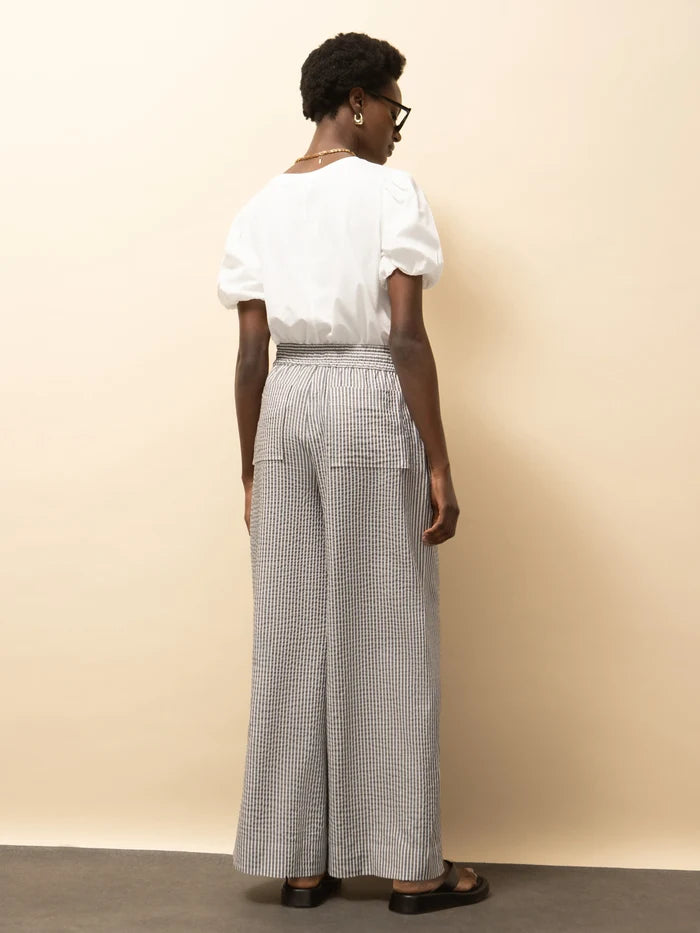 Petite Washed Black And White Stripe Trousers