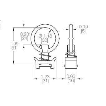 RB Components L Track Fitting Stud w/ Ring, 6-Pack