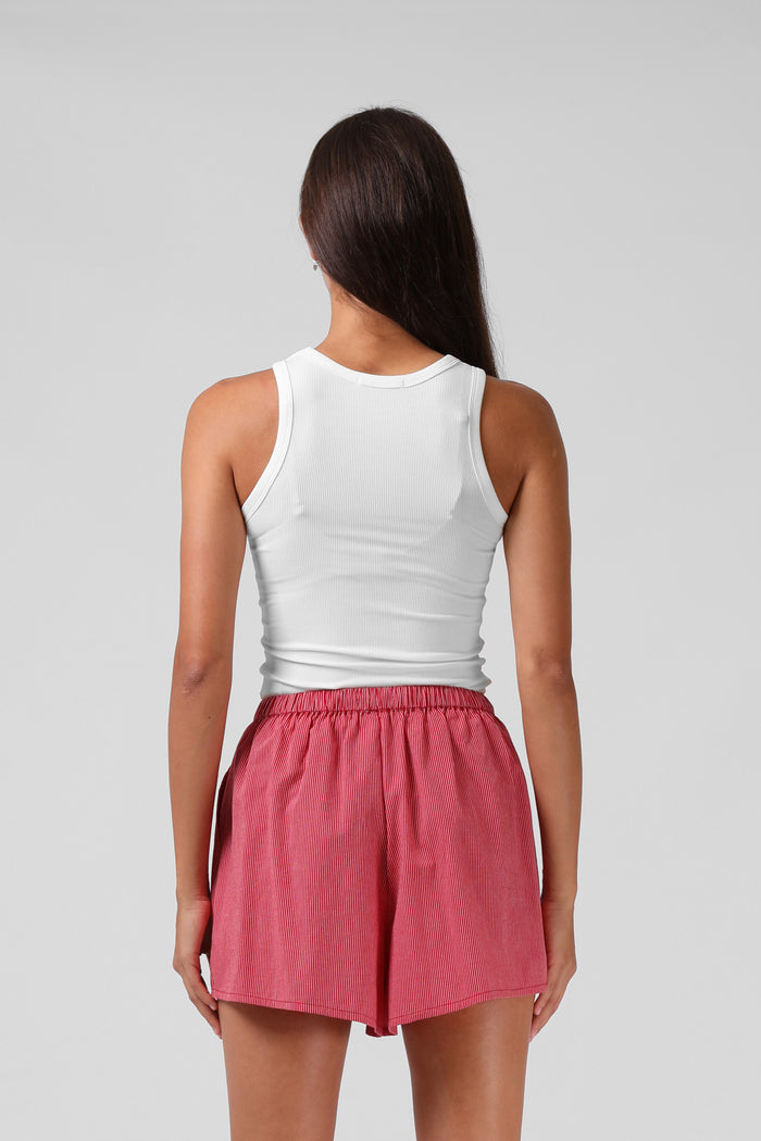 Ribbed Singlet - White