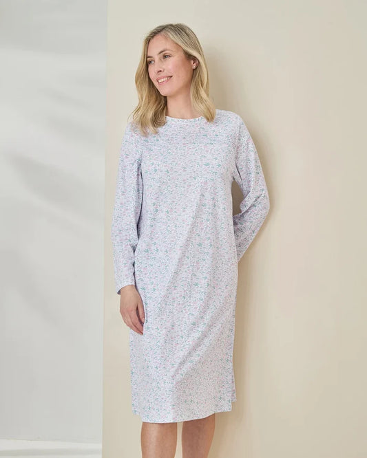 Adelina Floral Long Sleeve Pure Cotton Nightdress