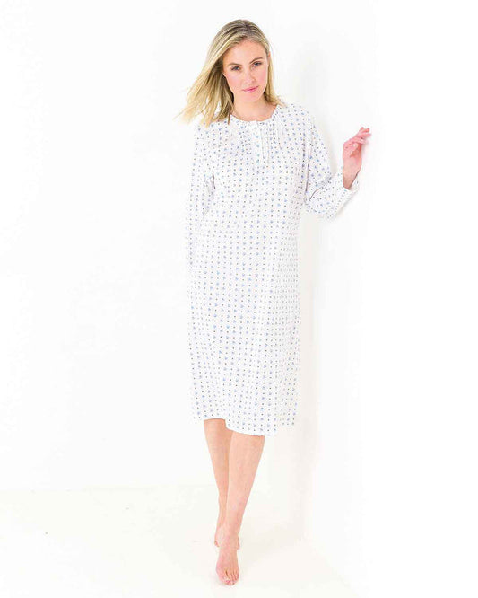 Alyssa Long Sleeve Cotton Nightdress - The Classic Boutique