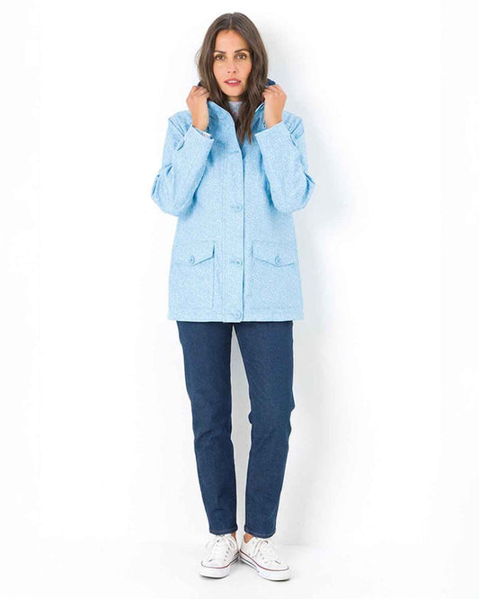 Betty Pale Blue Floral Showerproof Coat - The Classic Boutique