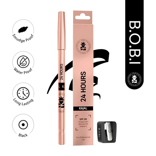 BOBI 24 Hours Kajal For Eyes | Smudgeproof Waterproof | Deep Black Pigment