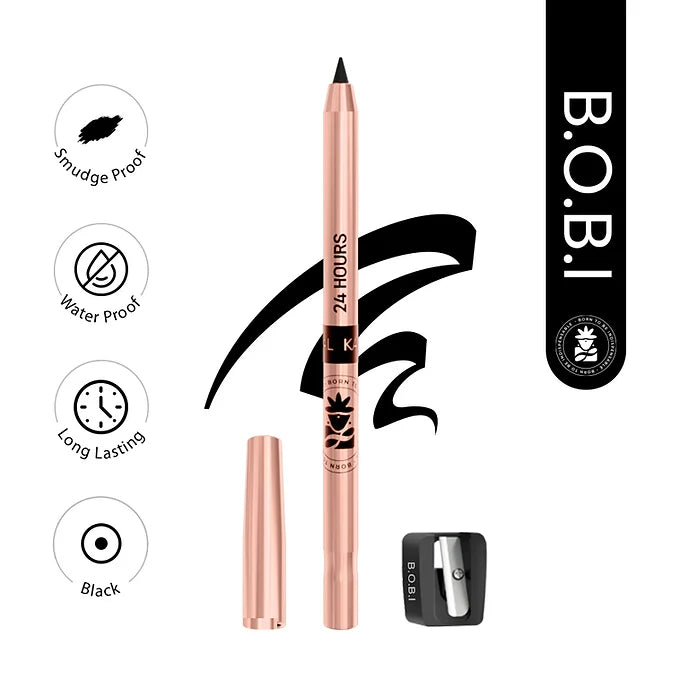 BOBI 24 Hours Kajal For Eyes | Smudgeproof Waterproof | Deep Black Pigment