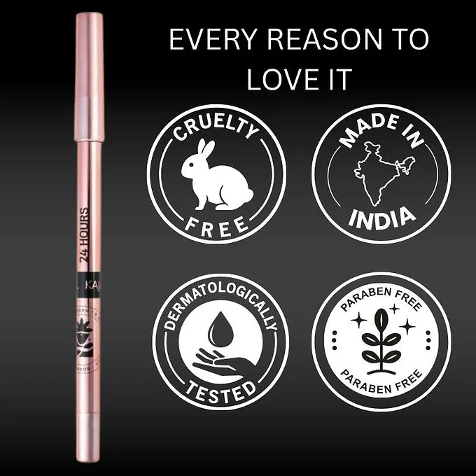 BOBI 24 Hours Kajal For Eyes | Smudgeproof Waterproof | Deep Black Pigment