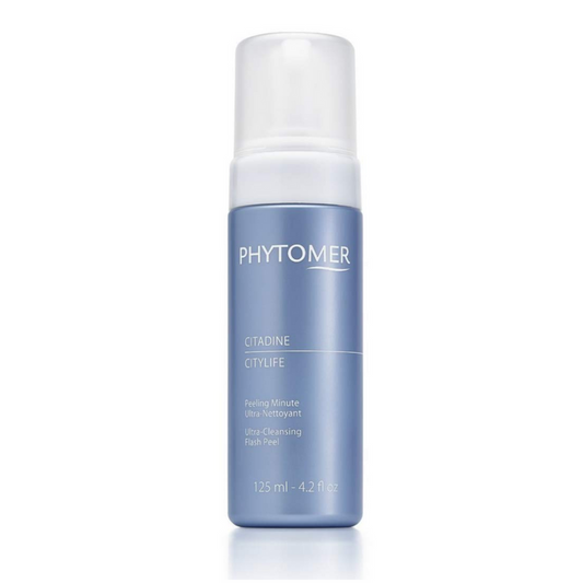 Citylife Ultra-Cleansing Flash Peel | Phytomer bottle with light blue packaging and white cap for gentle and effective skincare cleansing.