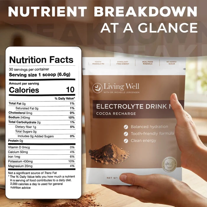 Cocoa Recharge electrolyte drink mix nutrition facts