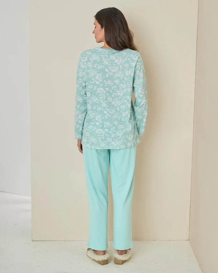 Elise Floral Long Sleeve Cotton Jersey Pyjamas