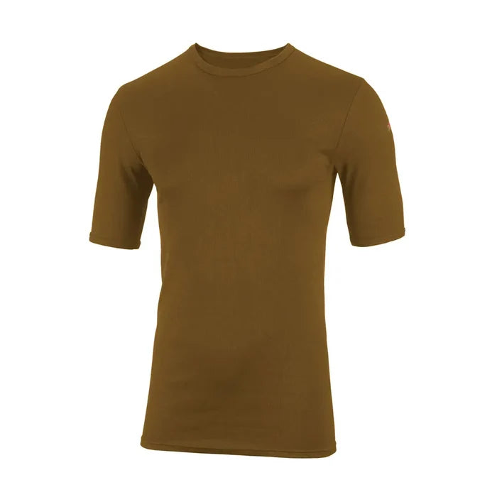 Front detail of Sub Zero Factor 1 short sleeve base layer in khaki