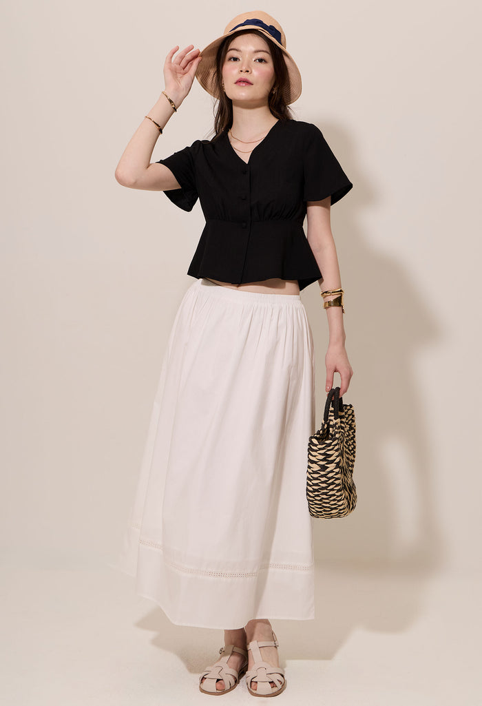 Gathered Peplum Short Sleeve Blouse