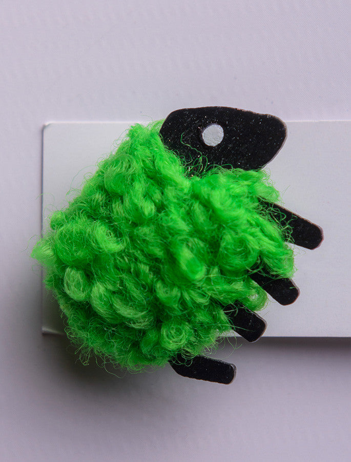 Irish Wool Sheep Brooch - #color_green