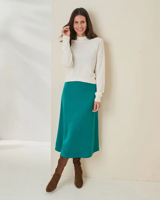 Isla Wool Blend Pull On Skirt - Emerald