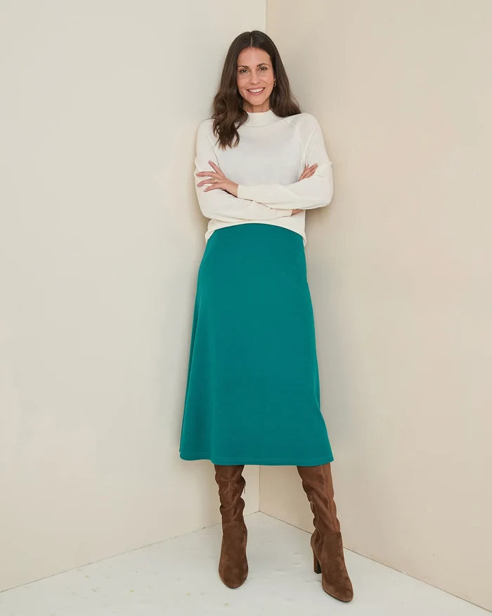 Isla Wool Blend Pull On Skirt - Emerald