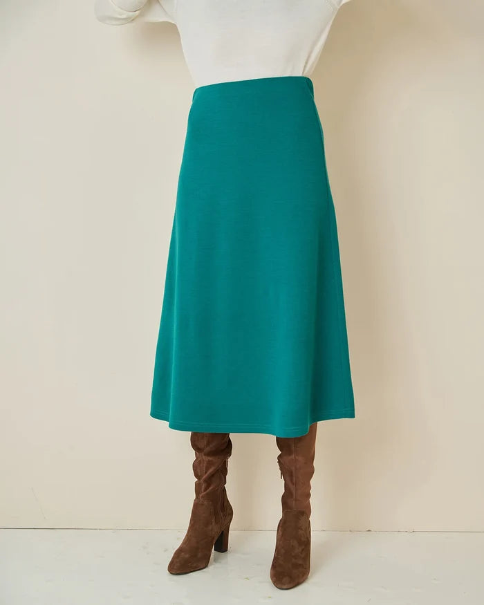 Isla Wool Blend Pull On Skirt - Emerald