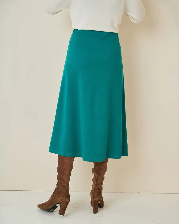 Isla Wool Blend Pull On Skirt - Emerald