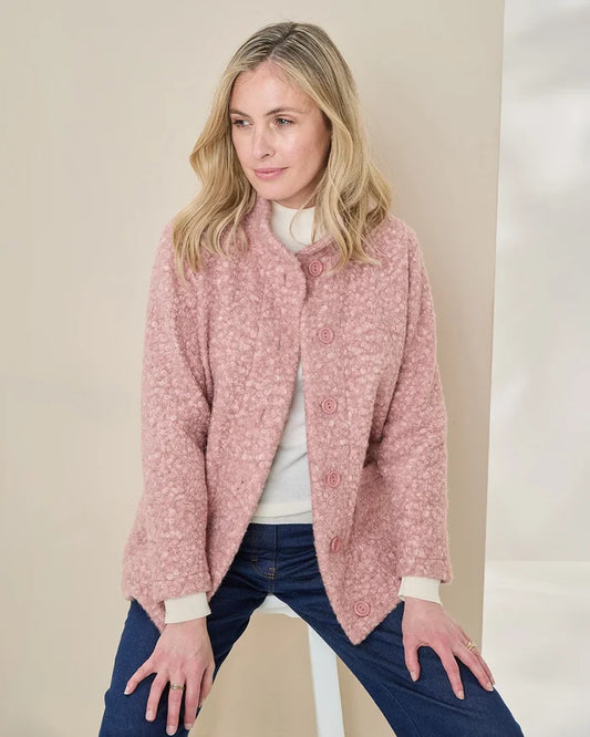 Judith Button Through Fleece Jacket - Rose