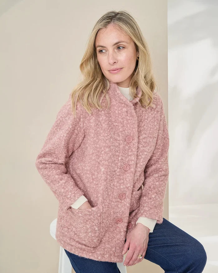 Judith Button Through Fleece Jacket - Rose