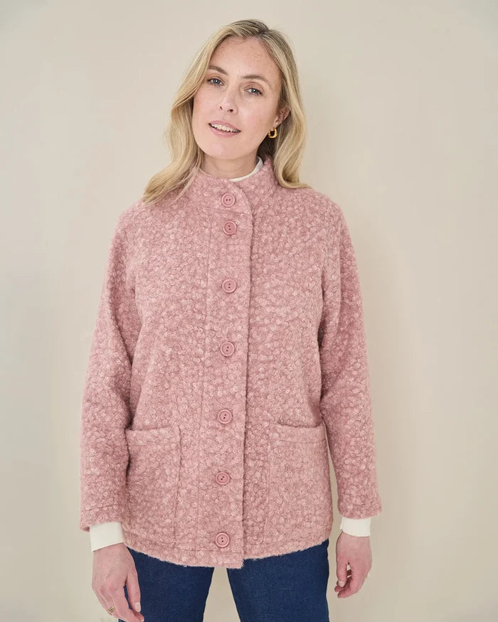 Judith Button Through Fleece Jacket - Rose