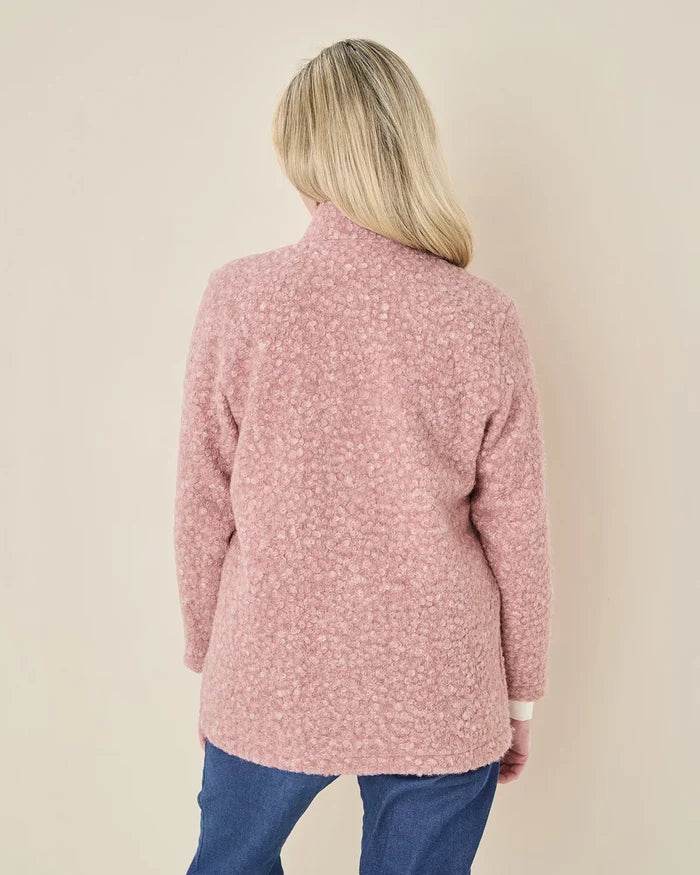 Judith Button Through Fleece Jacket - Rose