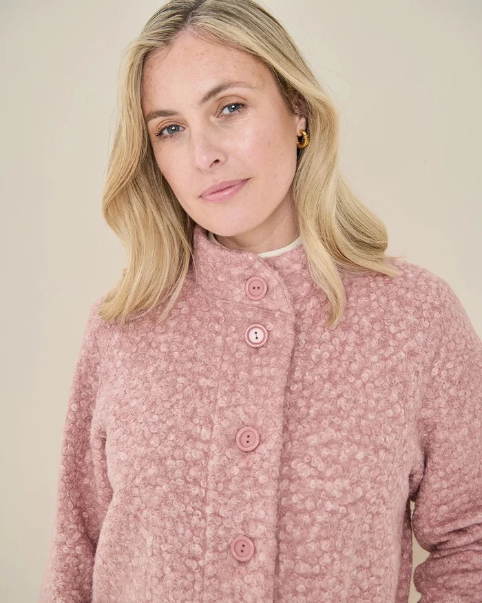 Judith Button Through Fleece Jacket - Rose