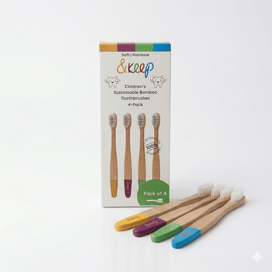 &Keep Children's Bamboo Toothbrushes - Pack of 4 Rainbow