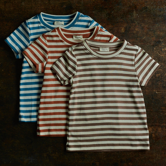 Kids Cotton Andi Tee - Natural/Rust Stripe