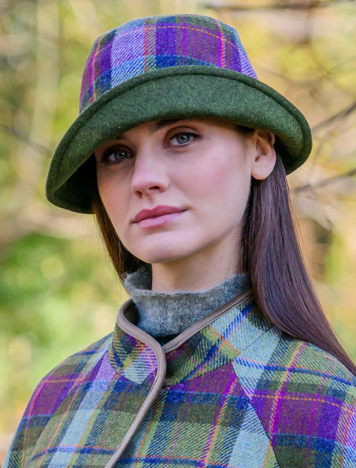 Ladies Tweed Clodagh Cap - Multi Vernal Plaid #color_multi-vernal-plaid