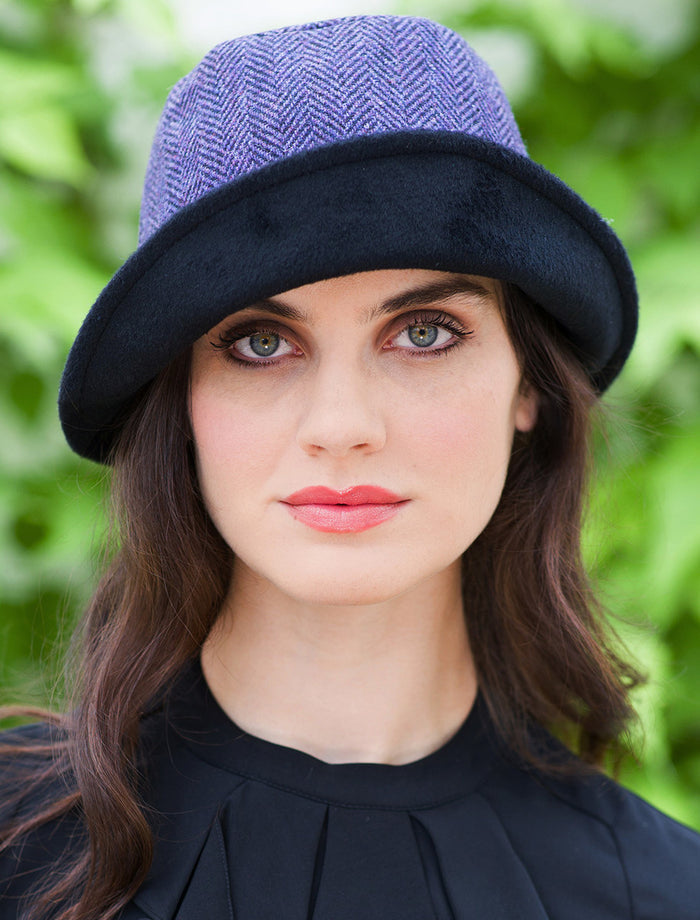Ladies Tweed Clodagh Cap - Dark Purple #color_dark-purple