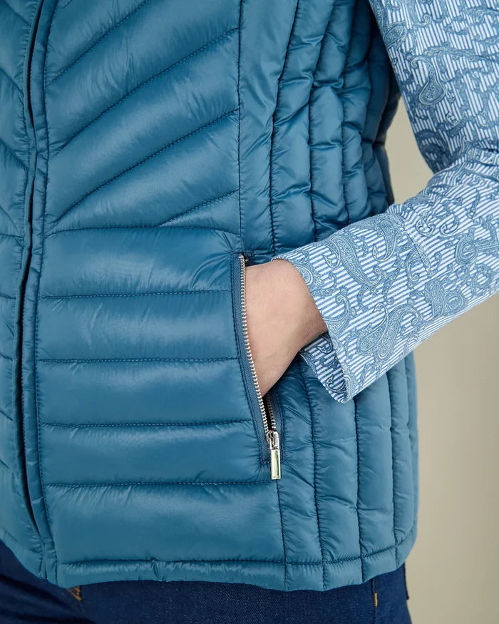 Lightly Padded Quilted Gilet - Denim Blue