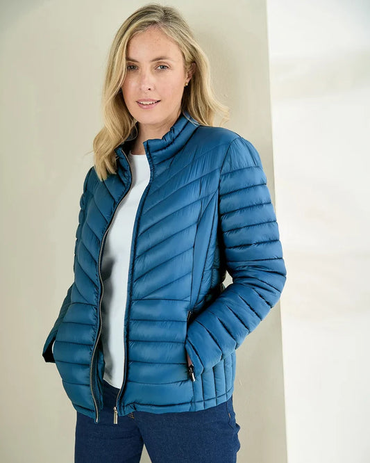 Lightly Padded Quilted Jacket - Denim Blue