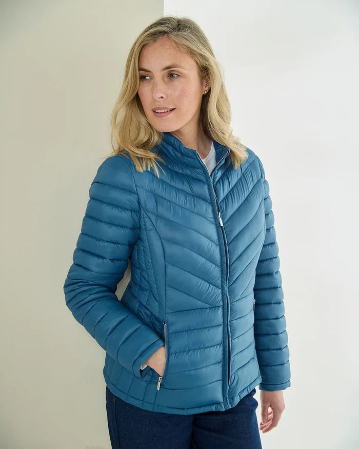 Lightly Padded Quilted Jacket - Denim Blue