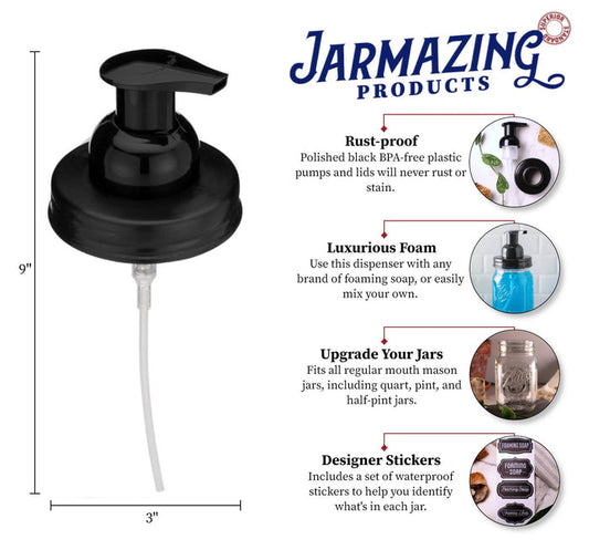 Mason Jar Foaming Soap Dispenser Lids - Regular Mouth