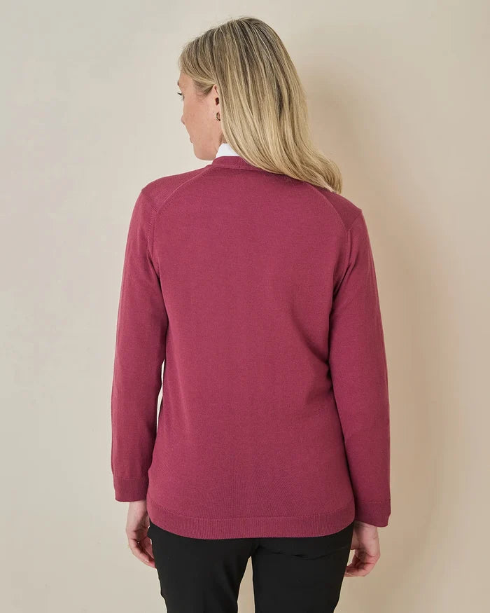 Merino Wool Cardigan - Rosewood