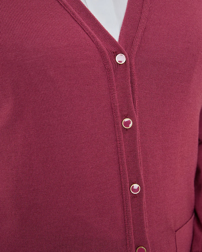 Merino Wool Cardigan - Rosewood