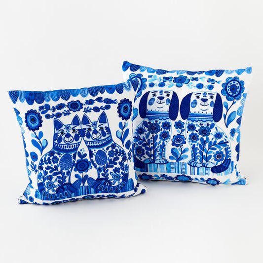 Pillow Blue & White Embroidered 2 Asst