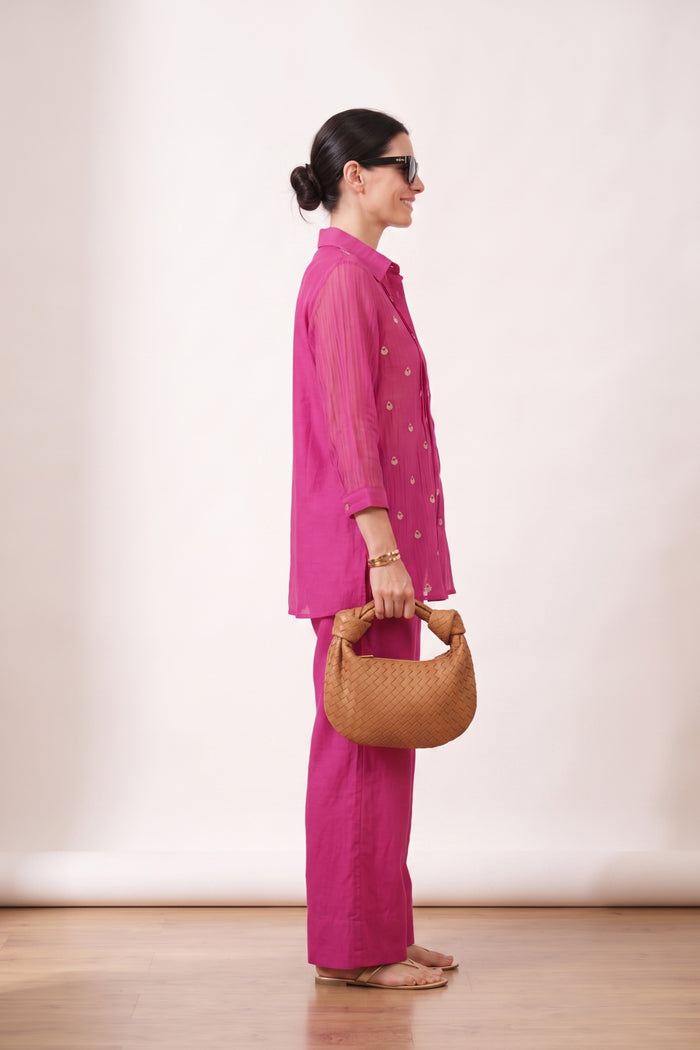 Pink Pintuck Embroidered Mul Chanderi Co-ord Set