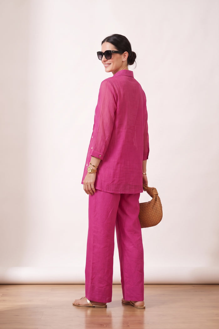 Pink Pintuck Embroidered Mul Chanderi Co-ord Set