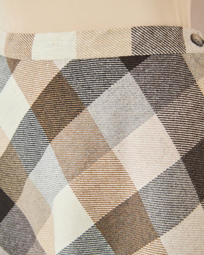 Roberta Checked Wool Mix  A Line Skirt