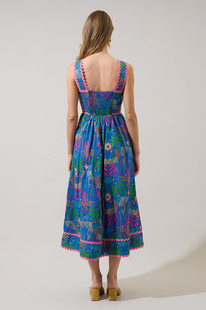 Rulley Pleated Midi Dress Yori Tropical
