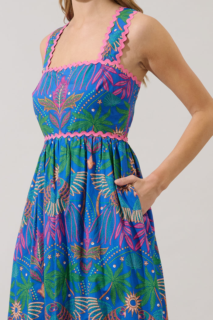 Rulley Pleated Midi Dress Yori Tropical