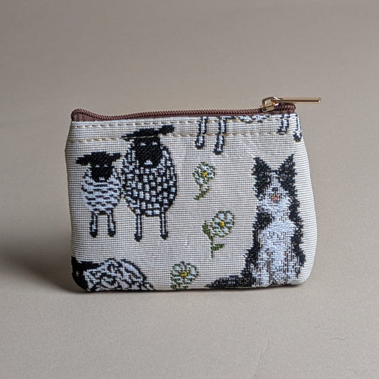 Sheep & Collie Tapestry Zip Coin Purse