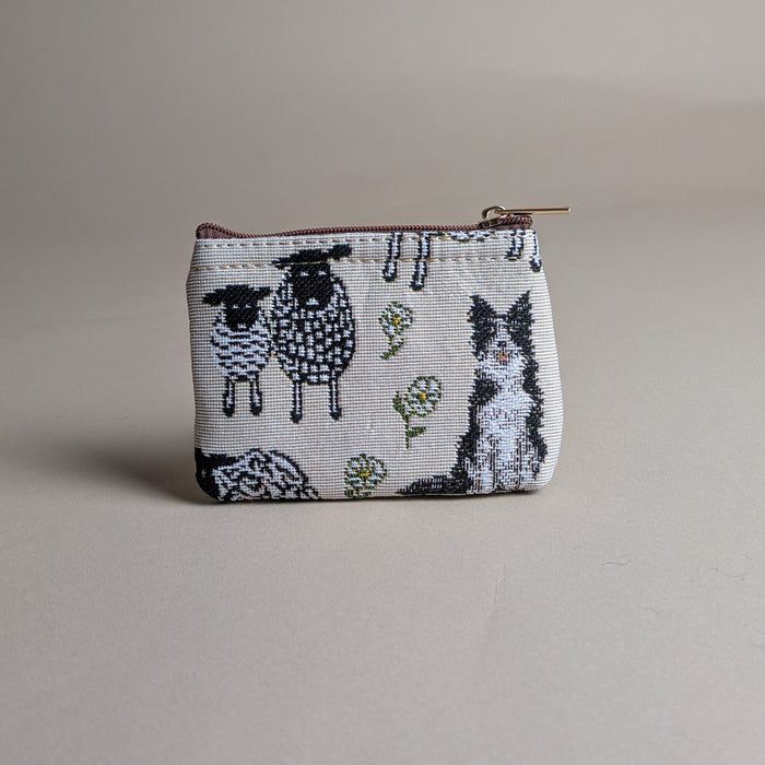 Sheep & Collie Tapestry Zip Coin Purse