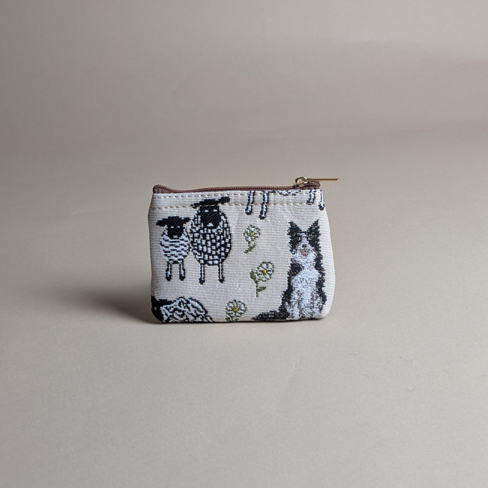 Sheep & Collie Tapestry Zip Coin Purse